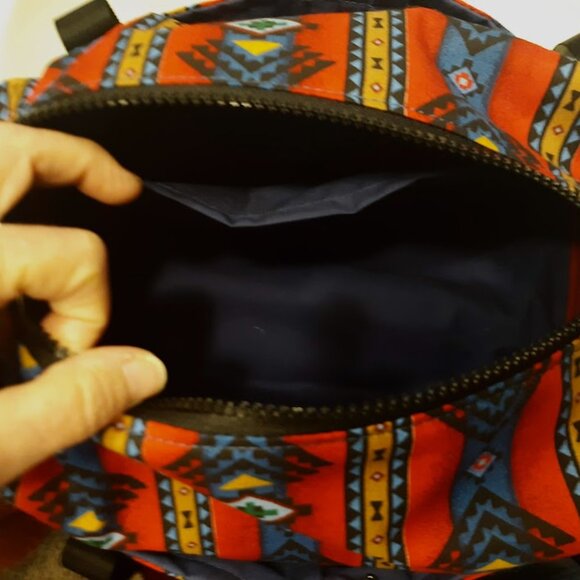New Southwestern Sarape stripe Mini Duffle Tote Bag Aztec arm bag Red Blue Blk - Picture 10 of 10